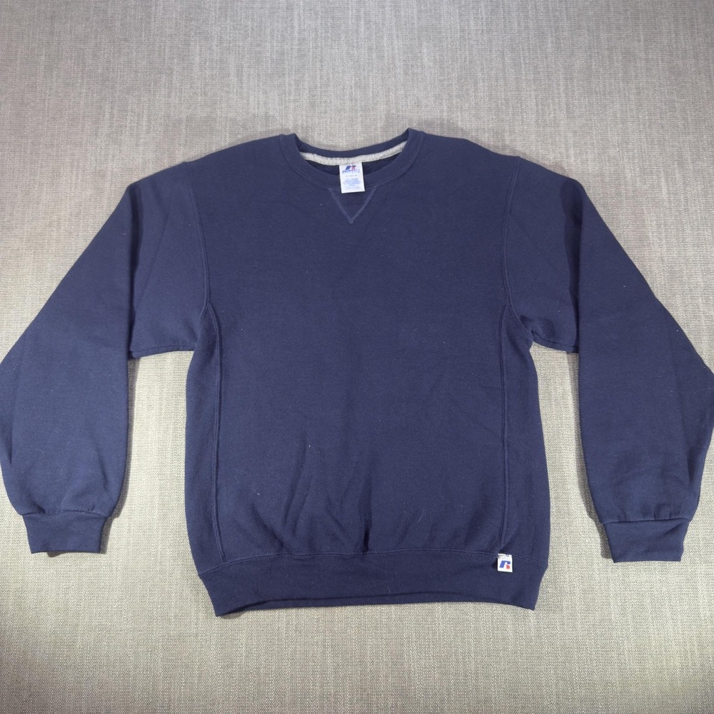 Russell Athletic Sweatshirt Mens Small Blue Crewneck Pullover Fleece Solid